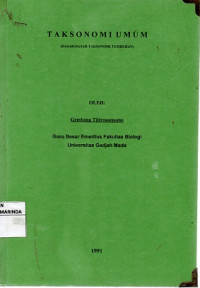 Image of Taksonomi umum ; dasar-dasar taksonomi tumbuhan