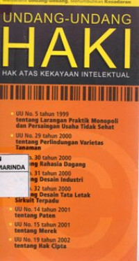 Image of Undang - Undang HAKI ; Hak Atas Kekayaan Intelektual